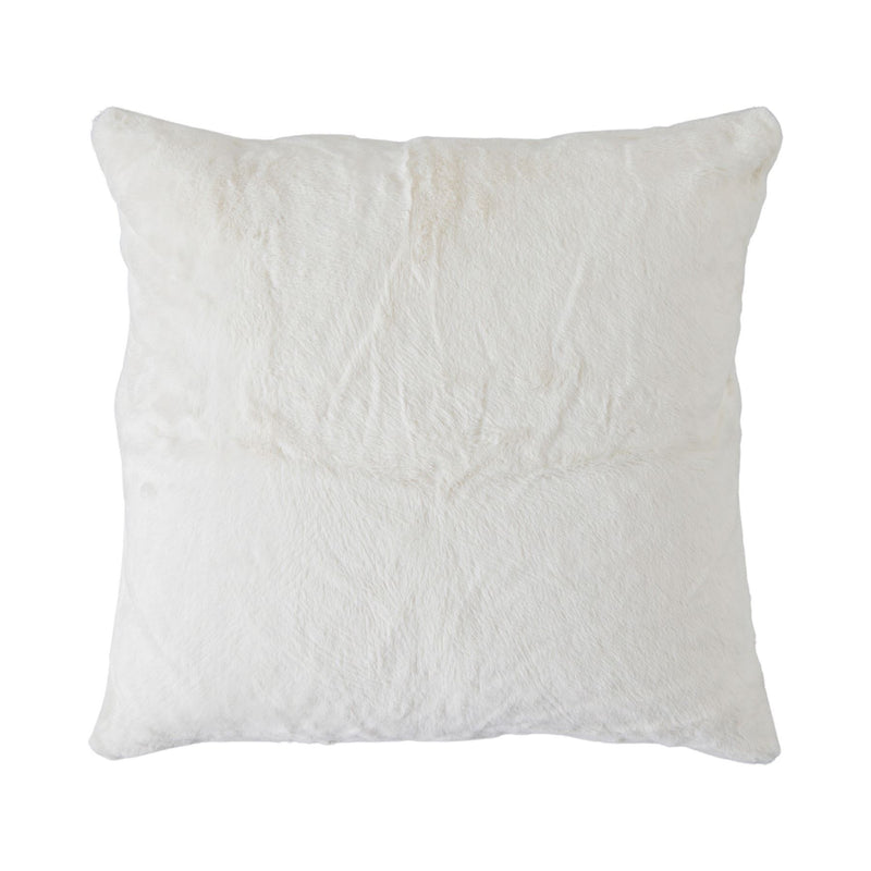 Soft Plain Faux Fur Cushion in Cream