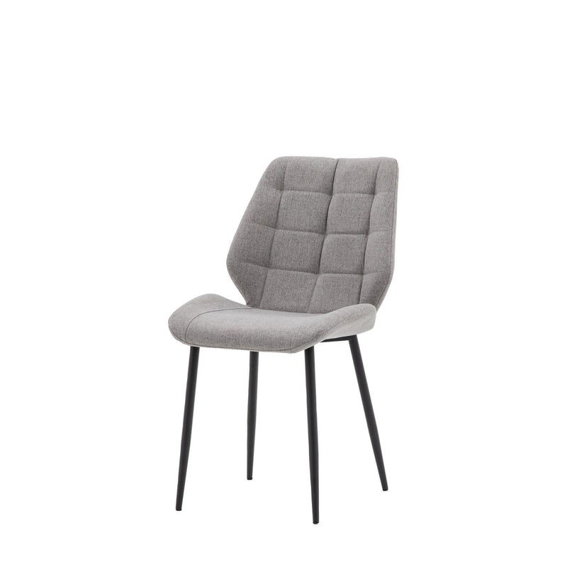 Marlin Light Grey Dining Chairs with Black Metal Legs set of 2