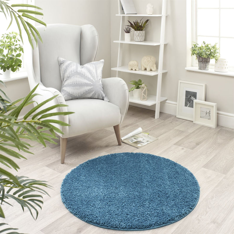 Buddy Washable Round Circle Rugs in Teal