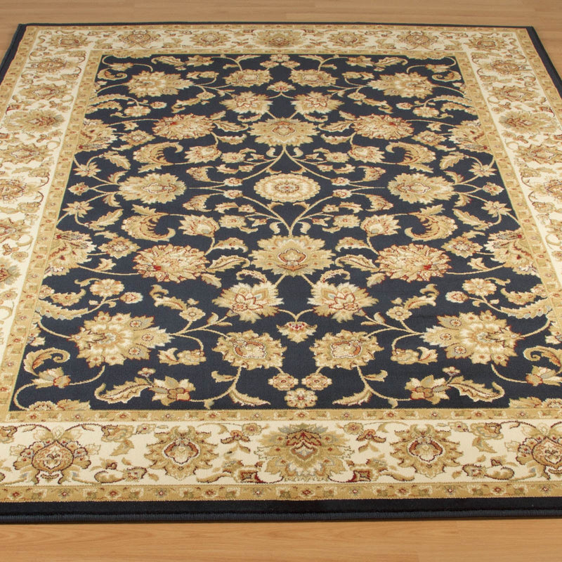 Kendra Traditional Bordered Rugs 3330B in Navy Blue