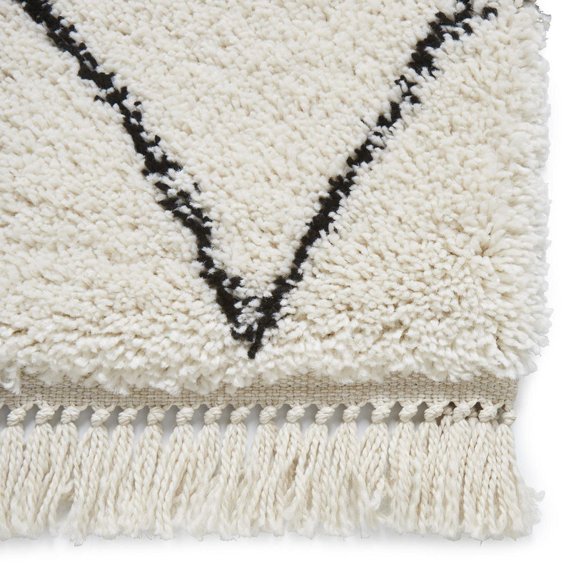 Moroccan Modern Shaggy Style Deep Soft Pile Carpet Boho 8280 Rugs in White Black