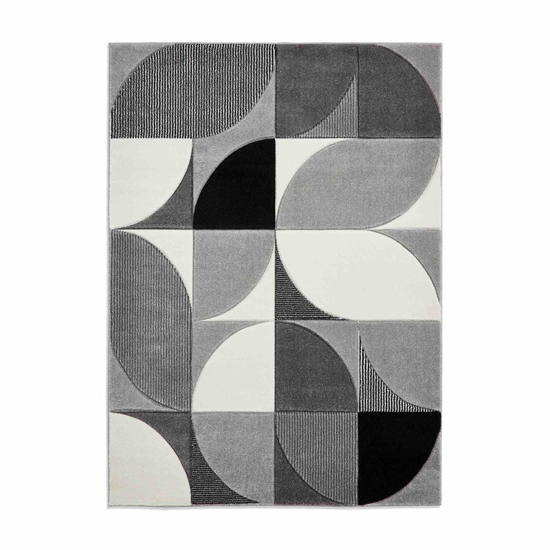 Matrix MT63 Modern Geometric Rugs in Grey Black