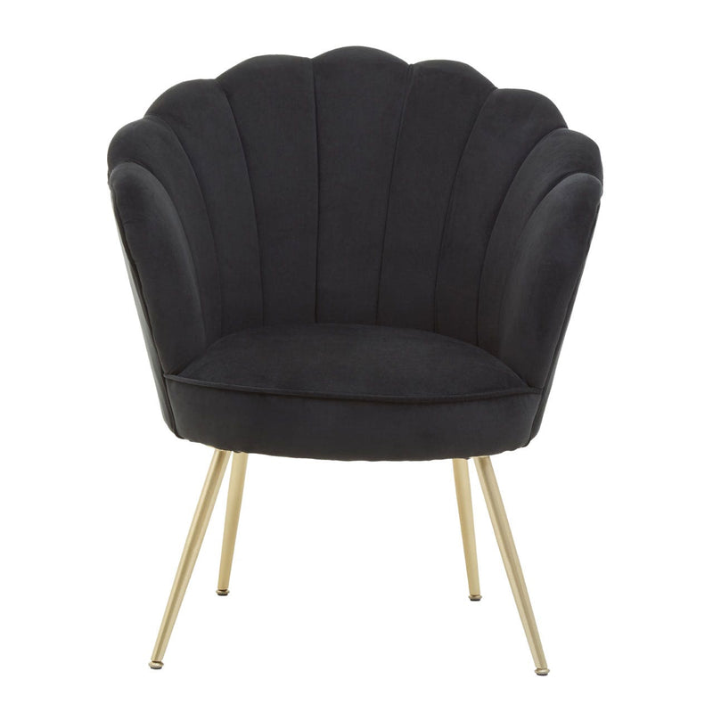 Black Velvet Scalloped Chair