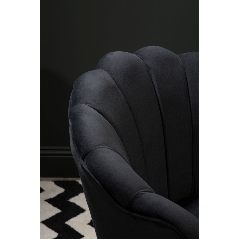 Black Velvet Scalloped Chair