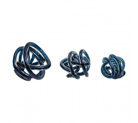 Blue Glass Knots Set of 3