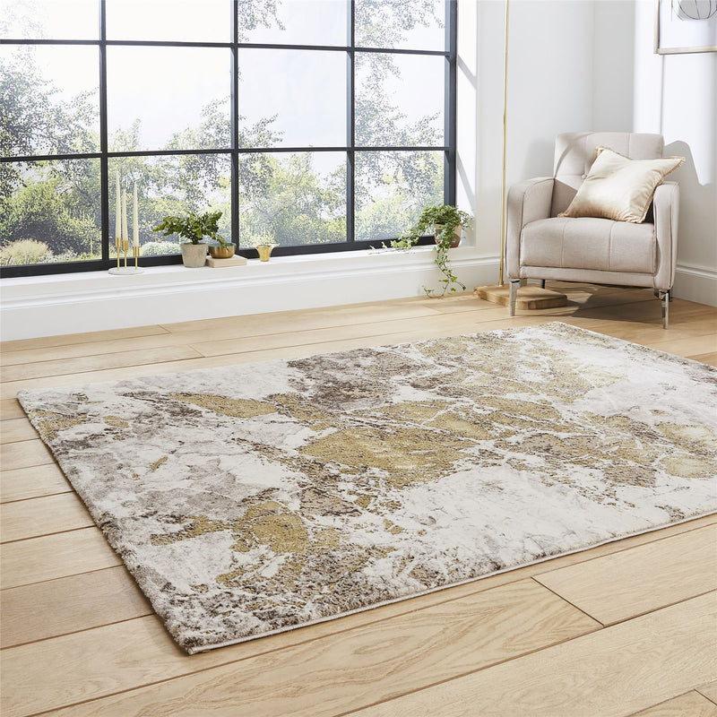 Florence 50033 Marble Modern Rugs in Beige Gold