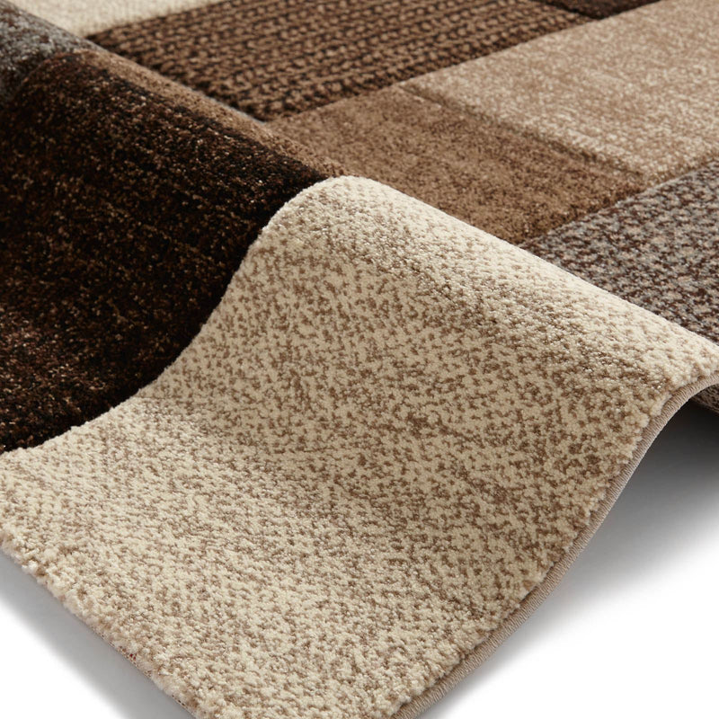 Brooklyn Modern Rugs 21830 in Square Patchwork Beige and Grey