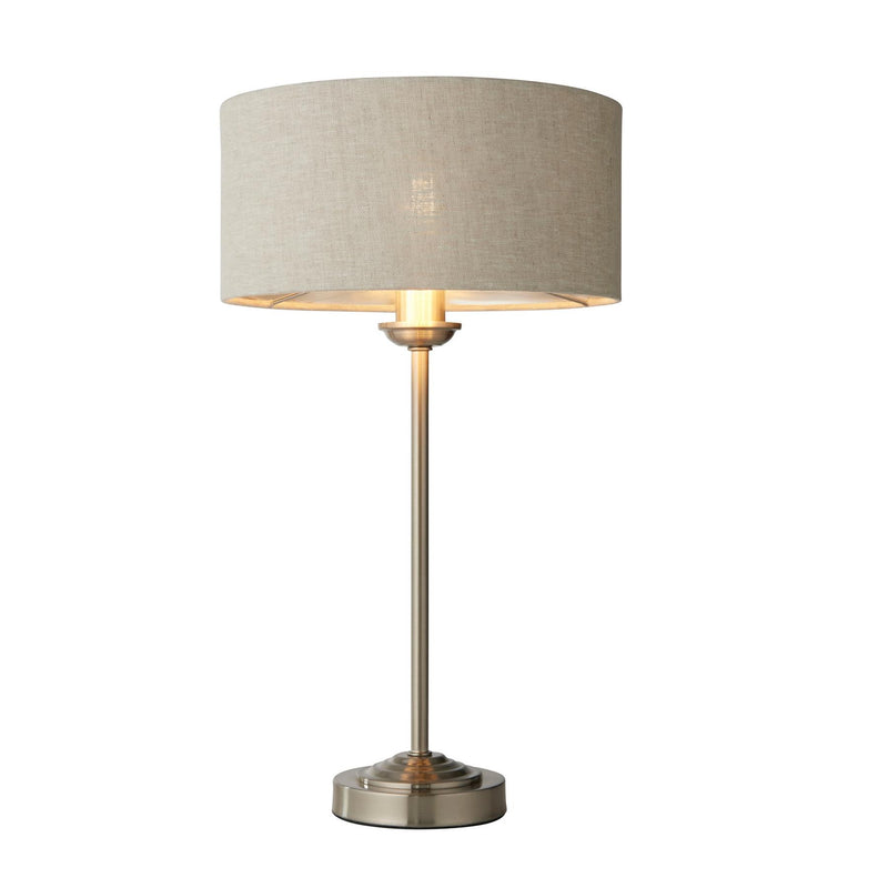 Halliday Chrome Table Lamp with Natural Linen Shade