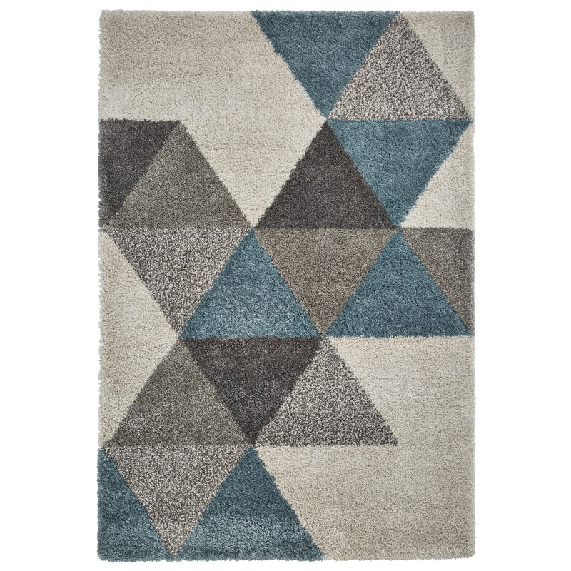 Royal Nomadic 5741 Geometric Rugs in Cream and Teal Blue