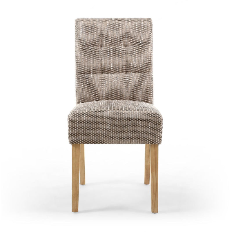 Juniper Stitched Waffle Back Tweed Oatmeal Dining Chair with Natural Legs set of 2