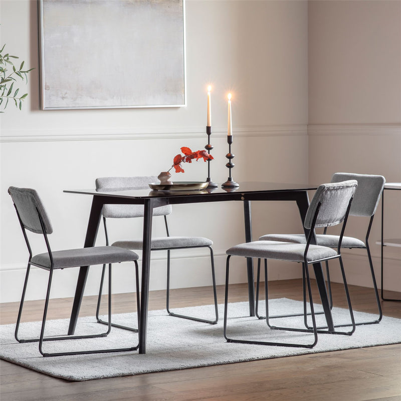 Blake Rectangle Smoked Glass Top Dining Table with Black Legs