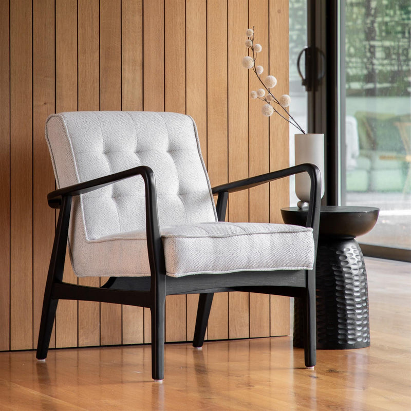 Kenzie Natural Weave Armchair with Solid Oak Wood Legs