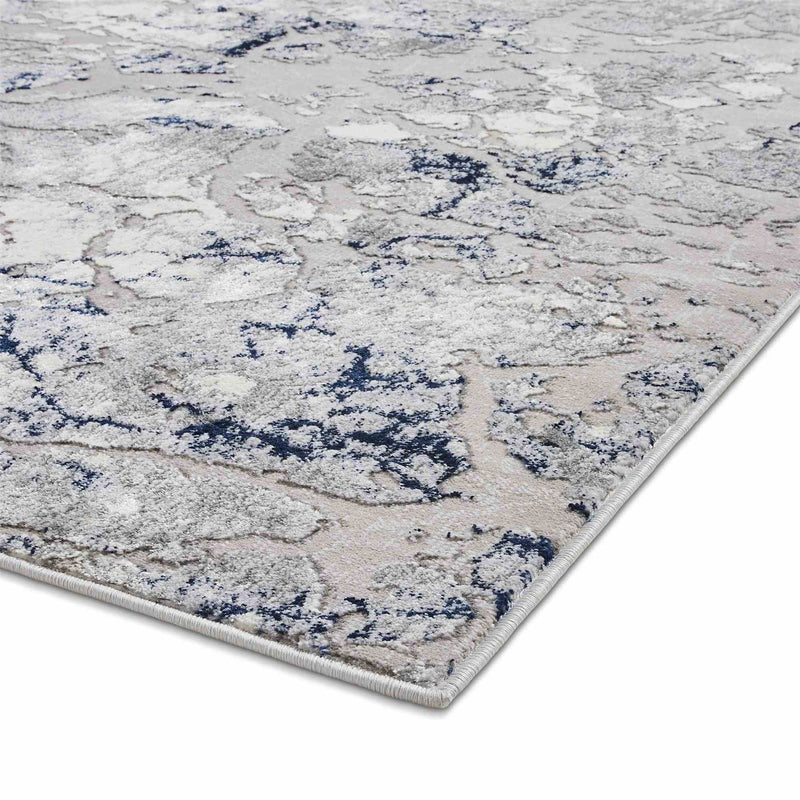 Apollo 2677 Modern Abstract Distressed Rugs in Grey Navy