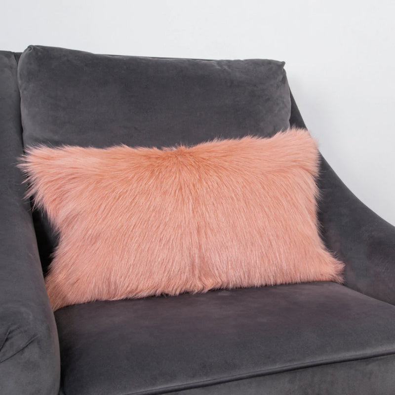 Florie Goatskin Bolster Cushion in Pink