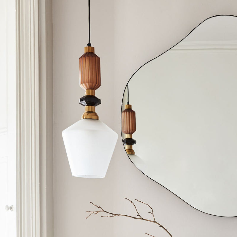 Amal Buttermilk and Frosted Glass Pendant Light
