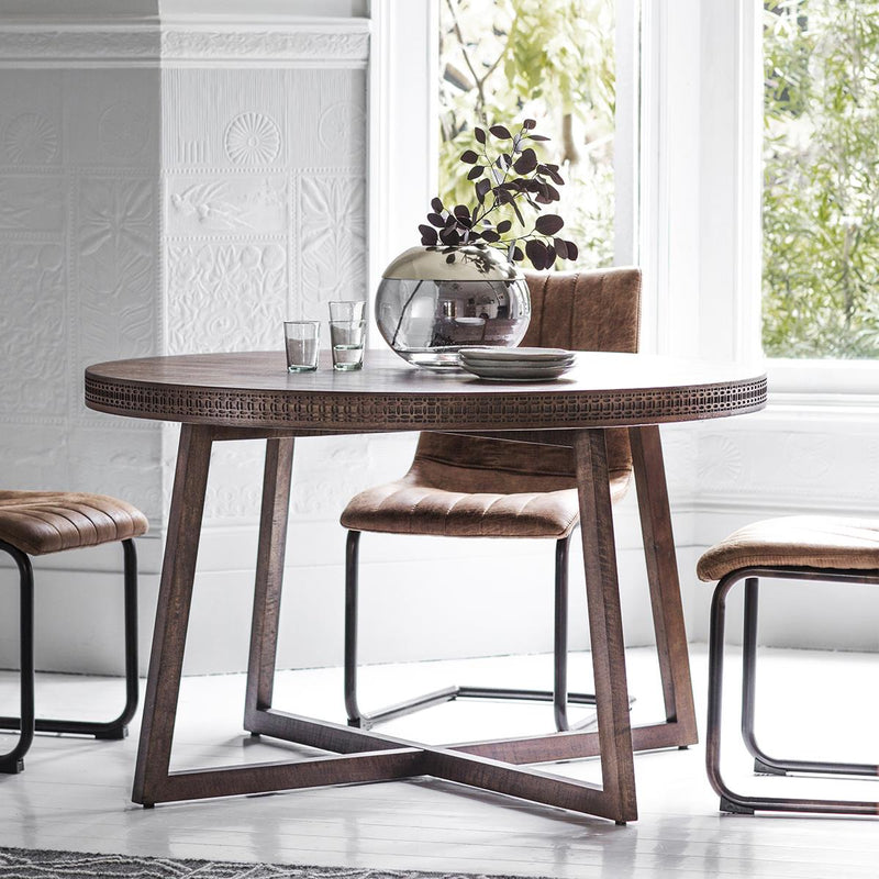 Etna Brown Retreat Round Dining Table