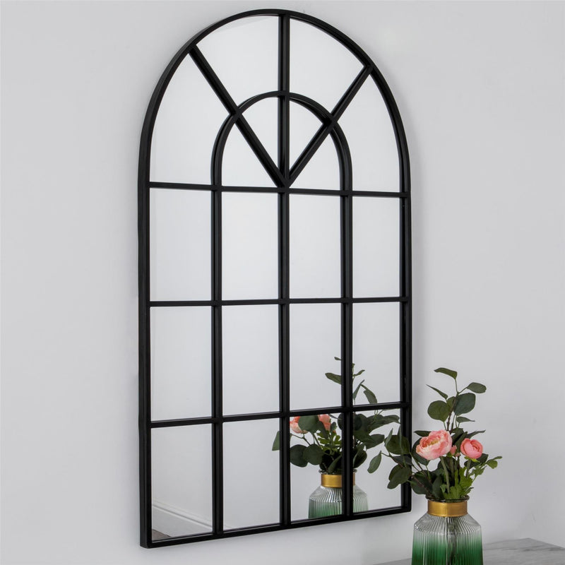 Louise Arched Window Mirror in Black