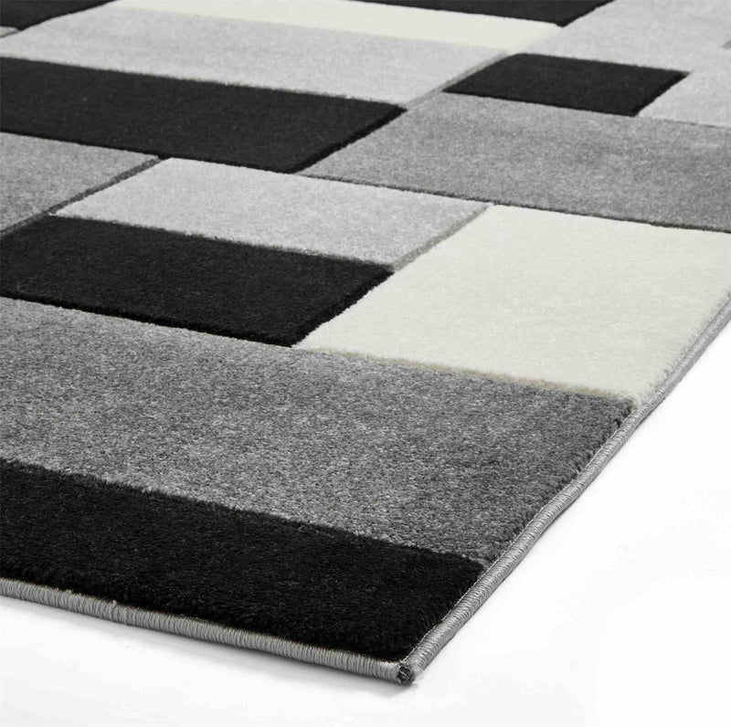 Matrix MT61 Modern Geometric Rugs in Grey Black