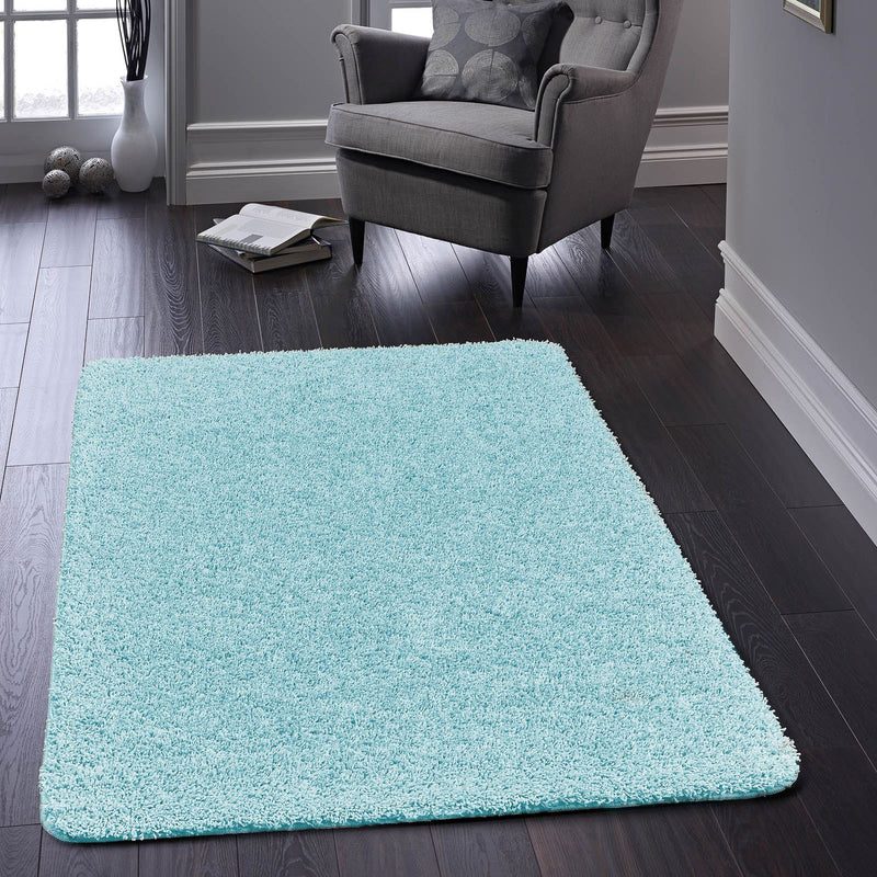 Buddy Washable Plain Rugs in Baby Blue