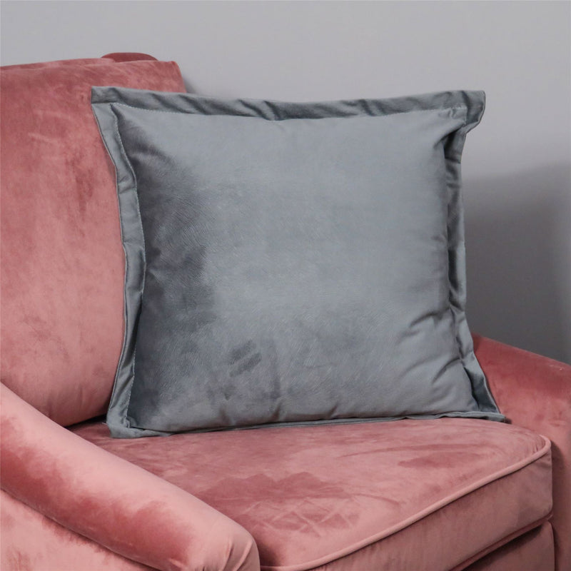 Sonia Snakeskin Textured Velvet Cushion in Grey