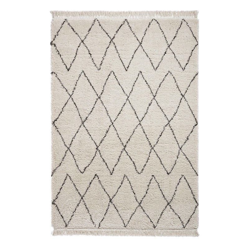 Moroccan Contemporary Shaggy Style Deep Soft Pile Carpet Boho 8280 Rugs in Beige