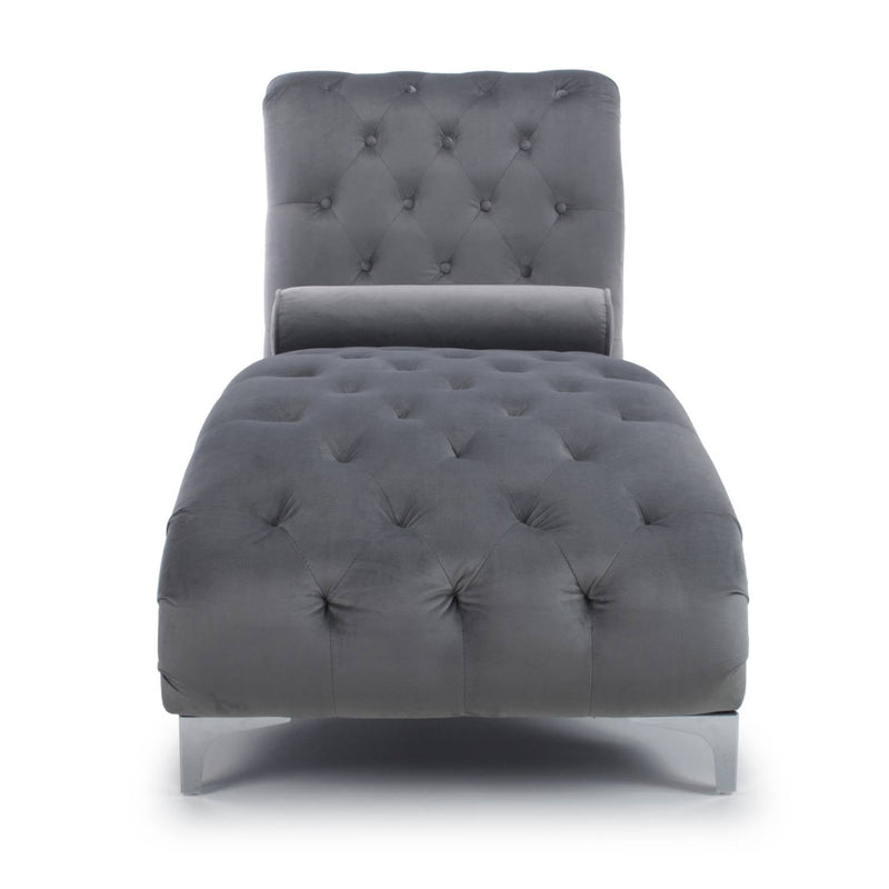 Falaise Buttoned Grey Chaise