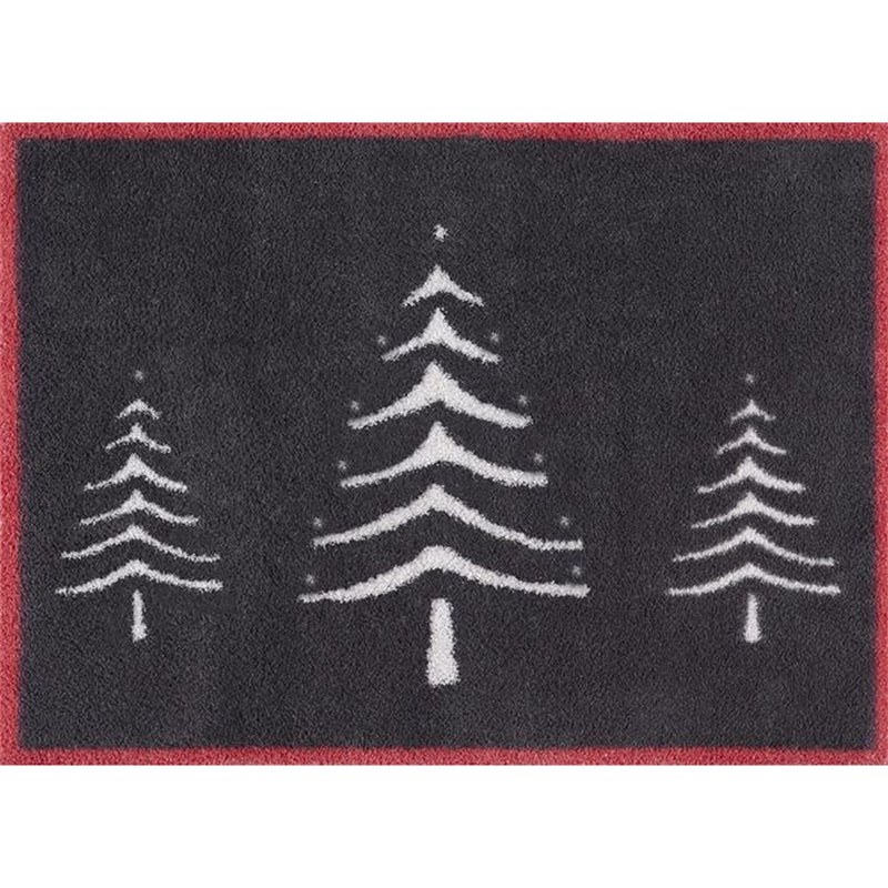 Christmas Scandi Trees Doormat in Red & Blue