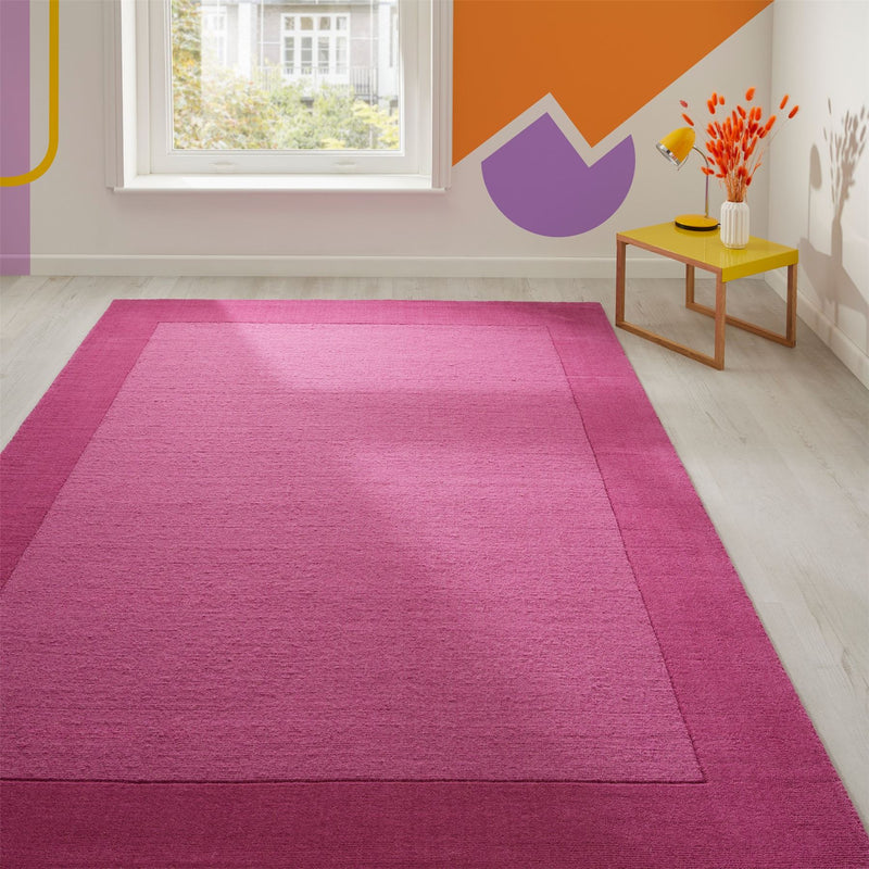 Colours Bordered Wool Rug in Pink