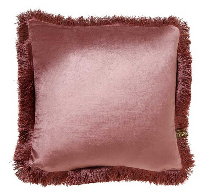 Lexi Plain Fringed Cushion in Antique Rose Pink
