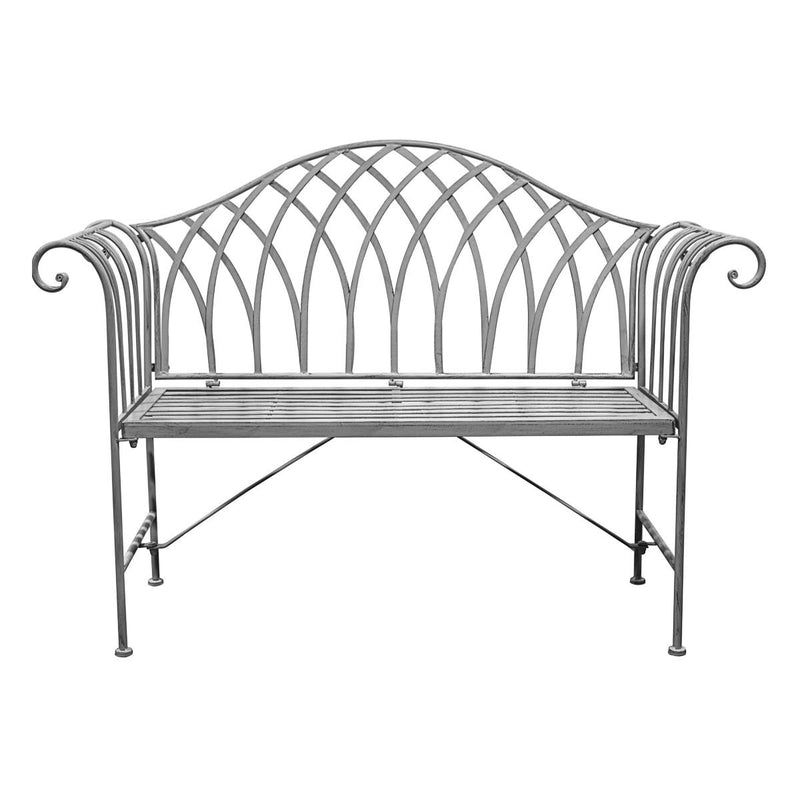 Drayton Outdoor Metal Bench in Distressed Grey