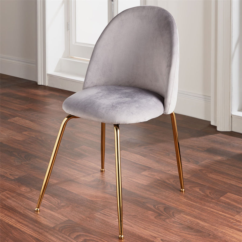 Lucy Curved Back Velvet Dining Chairs with Gold Legs set of 2