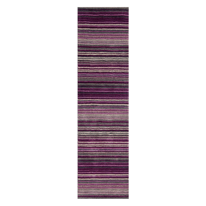 Carter Modern Stripe Hallway Runner Rugs in Berry Purple