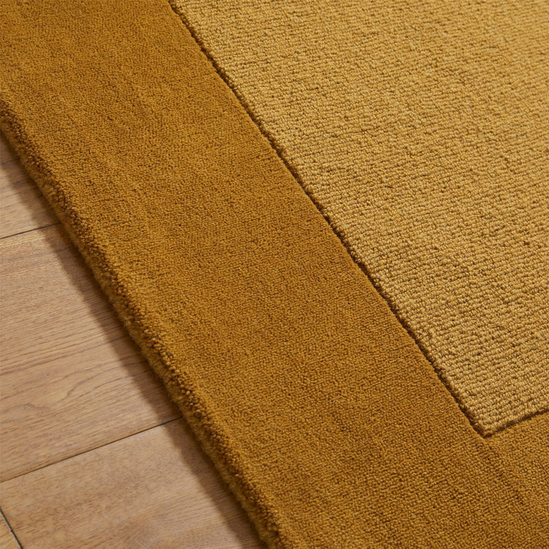 Colours Bordered Wool Rug in Mustard Yellow