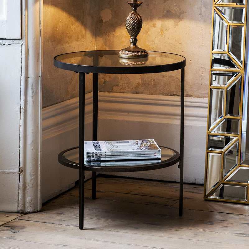Austin Glass Side Table in Bronze Brown