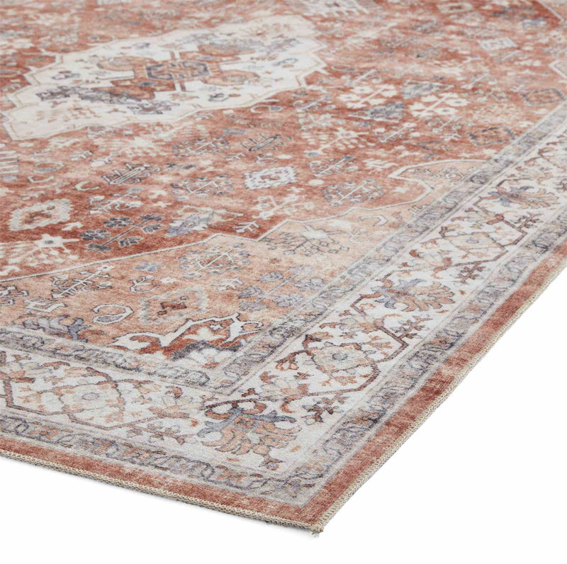 Tabriz H1156 Traditional Distressed Medallion Rugs in Terracotta
