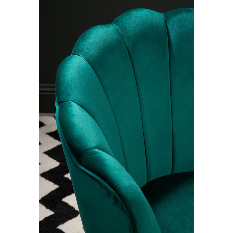 Emerald Green Velvet Scalloped Chair