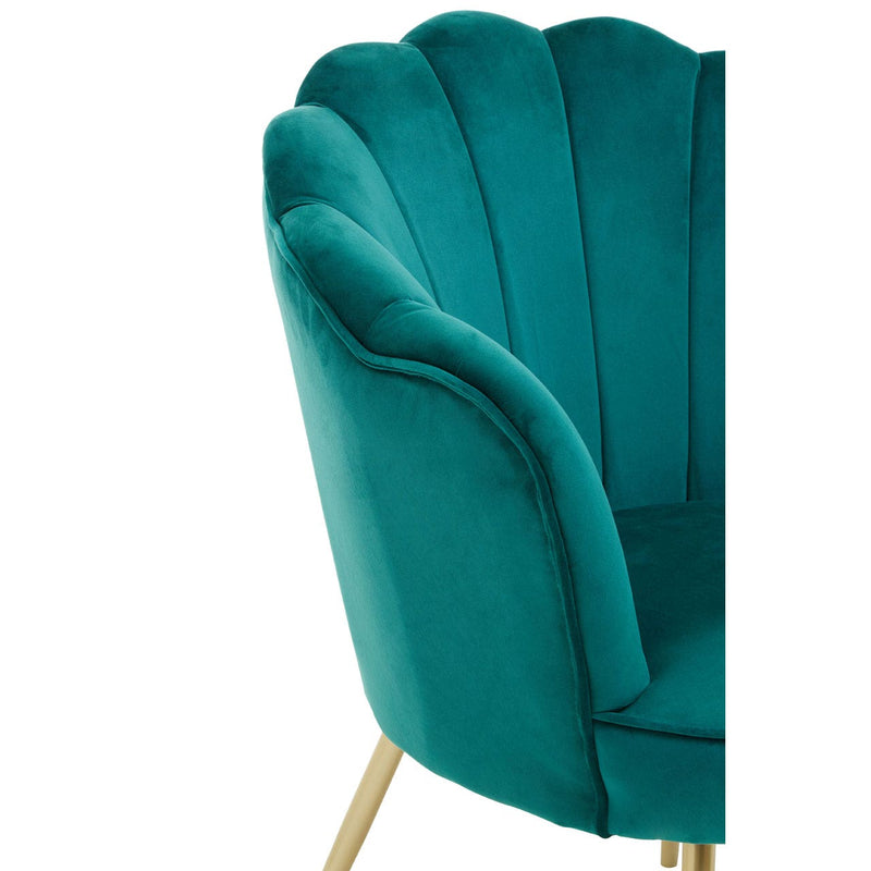 Emerald Green Velvet Scalloped Chair