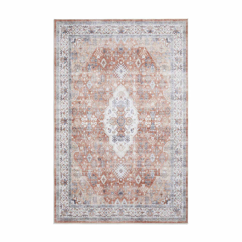 Tabriz H1156 Traditional Distressed Medallion Rugs in Terracotta