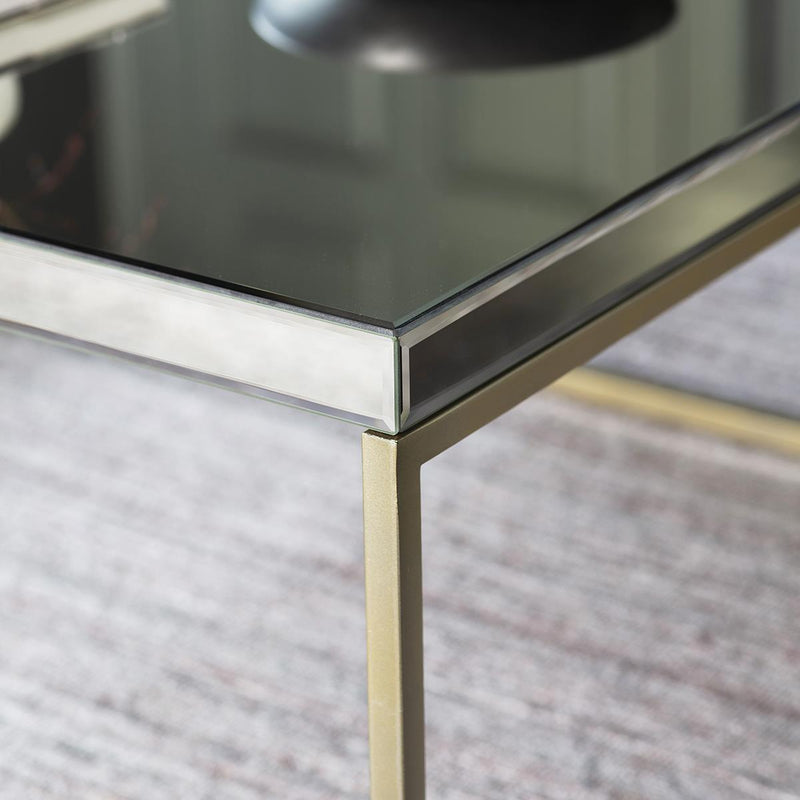 Poppy Mirrored Glass Top Coffee Table in Champagne