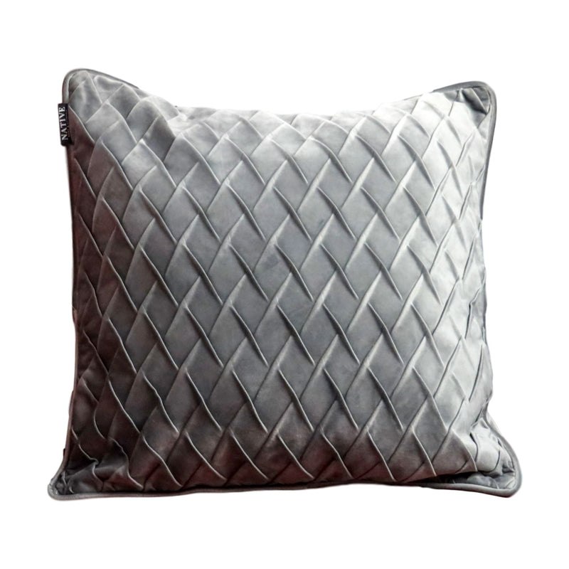 Odelia Diamond Pattern Grey Velvet Cushion
