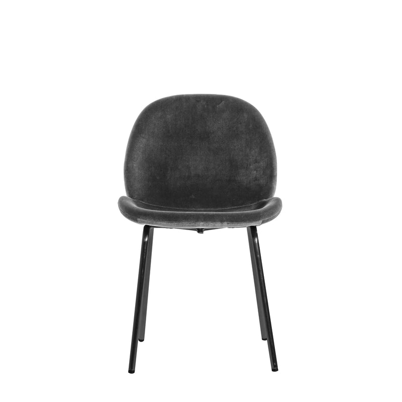 Sora Grey Velvet Dining Chair with Black Legs Set of 2