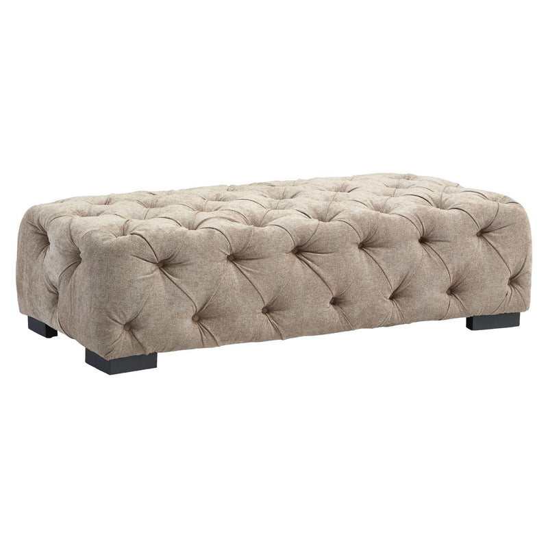 Natural Tufted Button Fabric Footstool