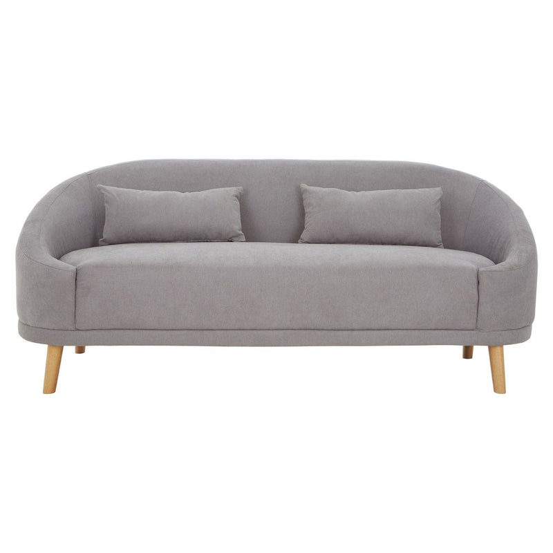 Curved Grey Linen Sofa
