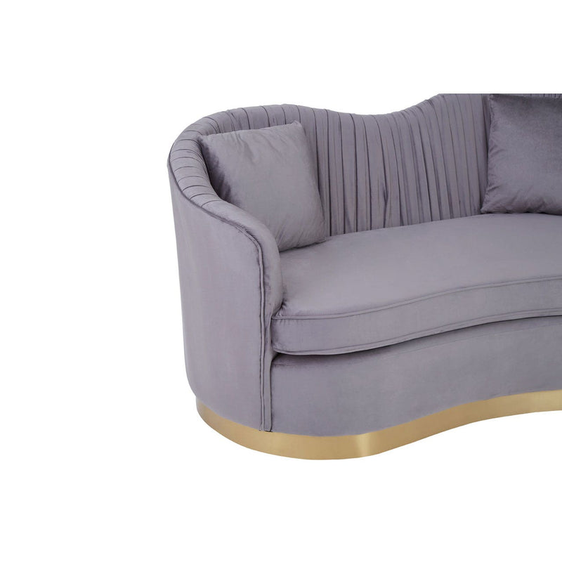 2 Seat Pleated Grey Velvet Sofa