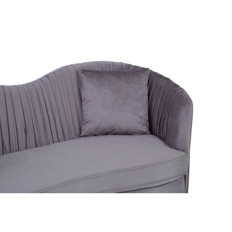 2 Seat Pleated Grey Velvet Sofa