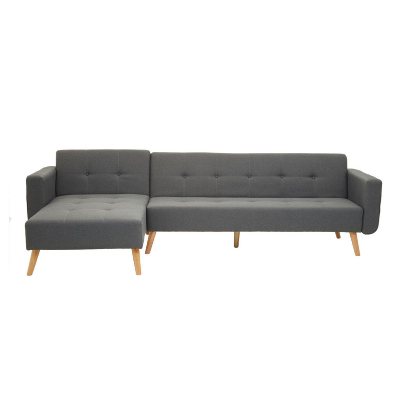 Large Grey Velvet L-Shaped Sofa