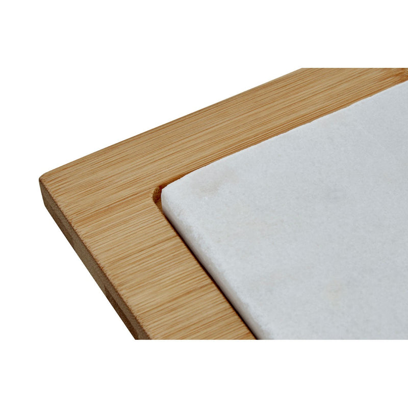 White Marble and Bamboo Cheese Board
