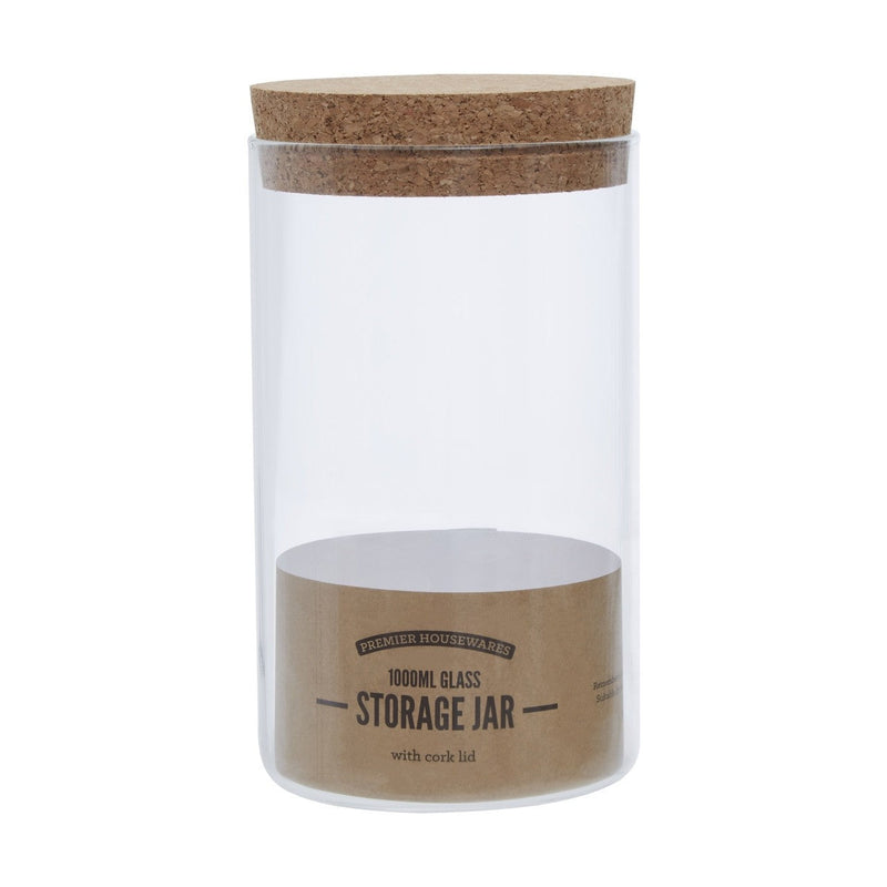 1L Cork Lidded Glass Jar