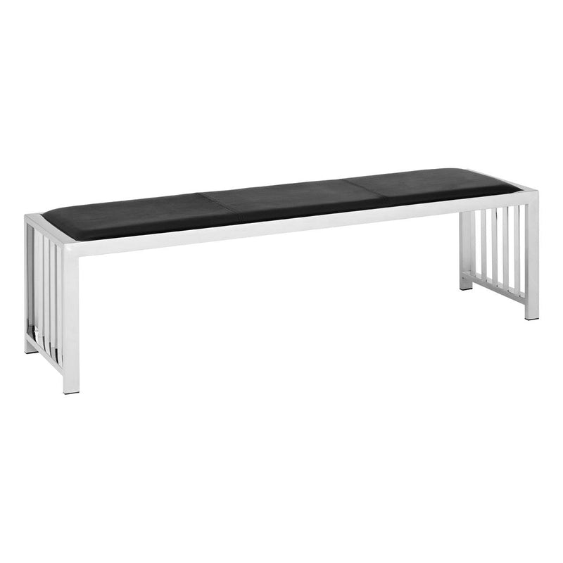 Black and Silver Leather Bench