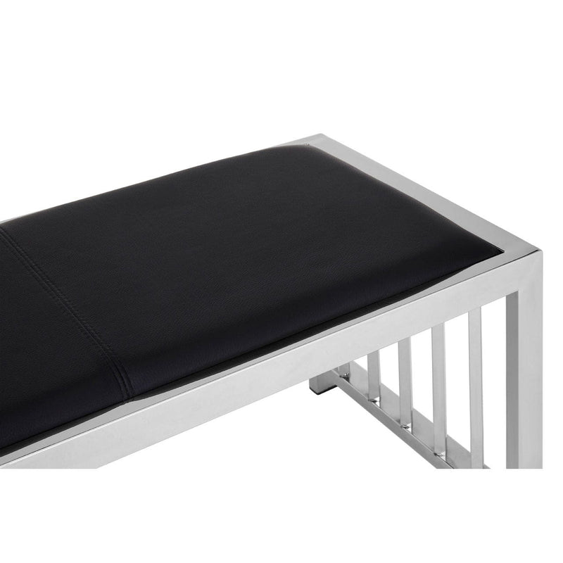 Black and Silver Leather Bench